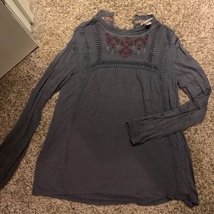 Embroidered High Neck Top